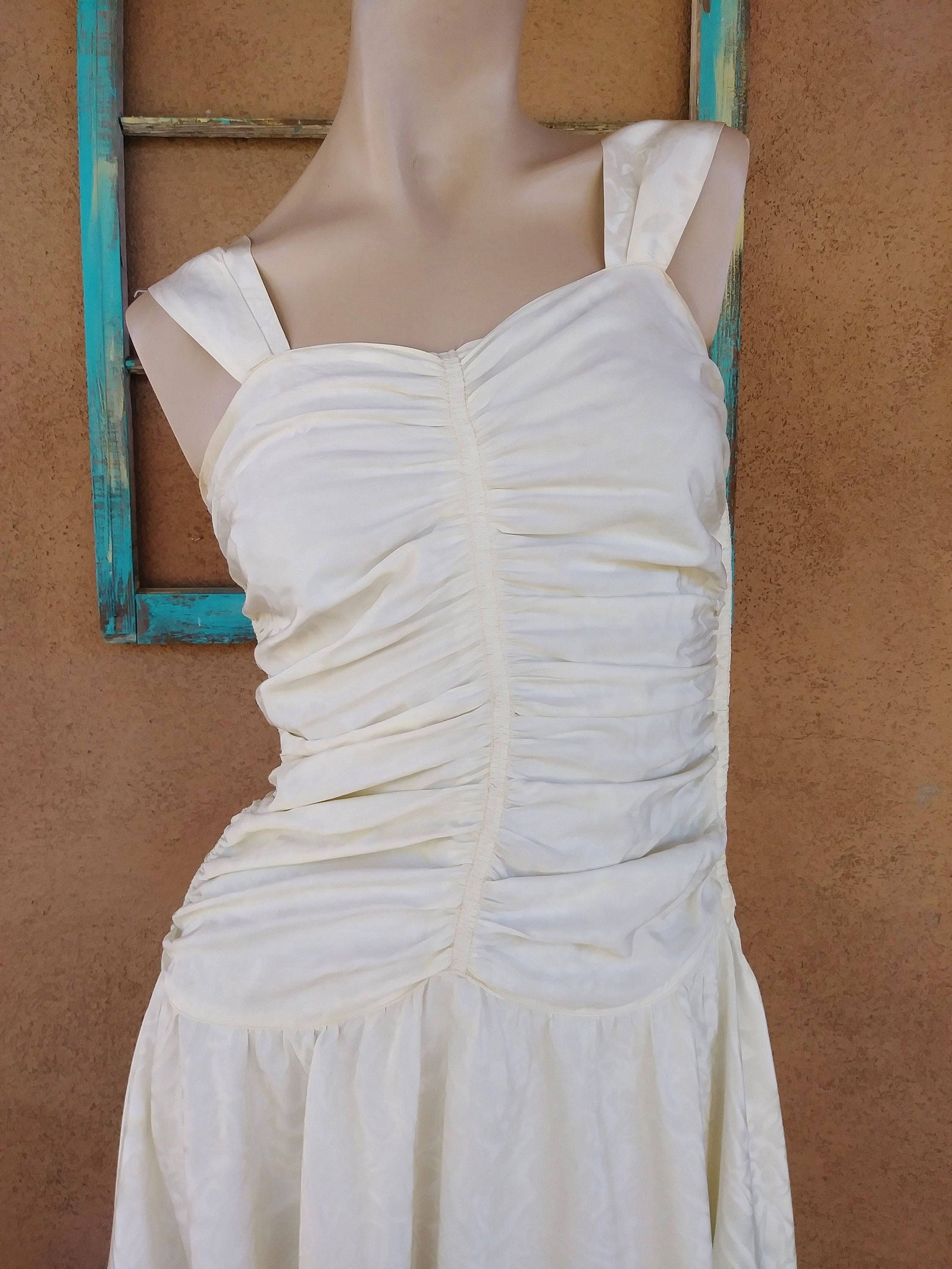 Vintage 1940s Evening Gown Wedding Dress with Bustle Sz S B32 W27 - 2