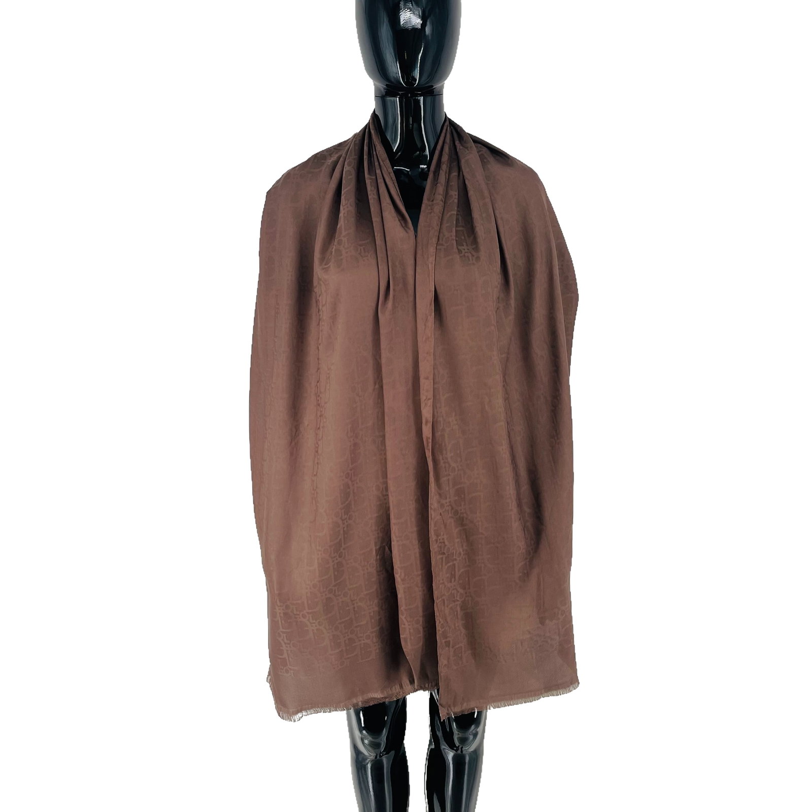 Christian Dior Brown Monogram Wool Silk Scarf: Title: Christian Dior Brown Monogram Wool Silk Scarf Brand:Christian Dior Date/Period: Modern Materials:70% Wool 30% Silk Size:One Size Description:Christian Dior Brown Monogram Wool Silk Scarf