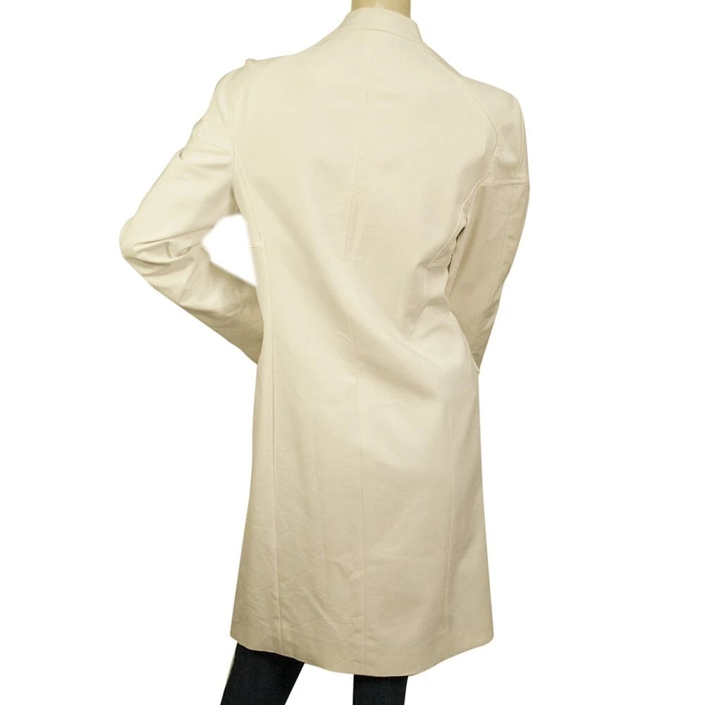 Versace White Cotton Blend Lace Trimming Collarless Hook & Eye Front Coat sz 48 - 2