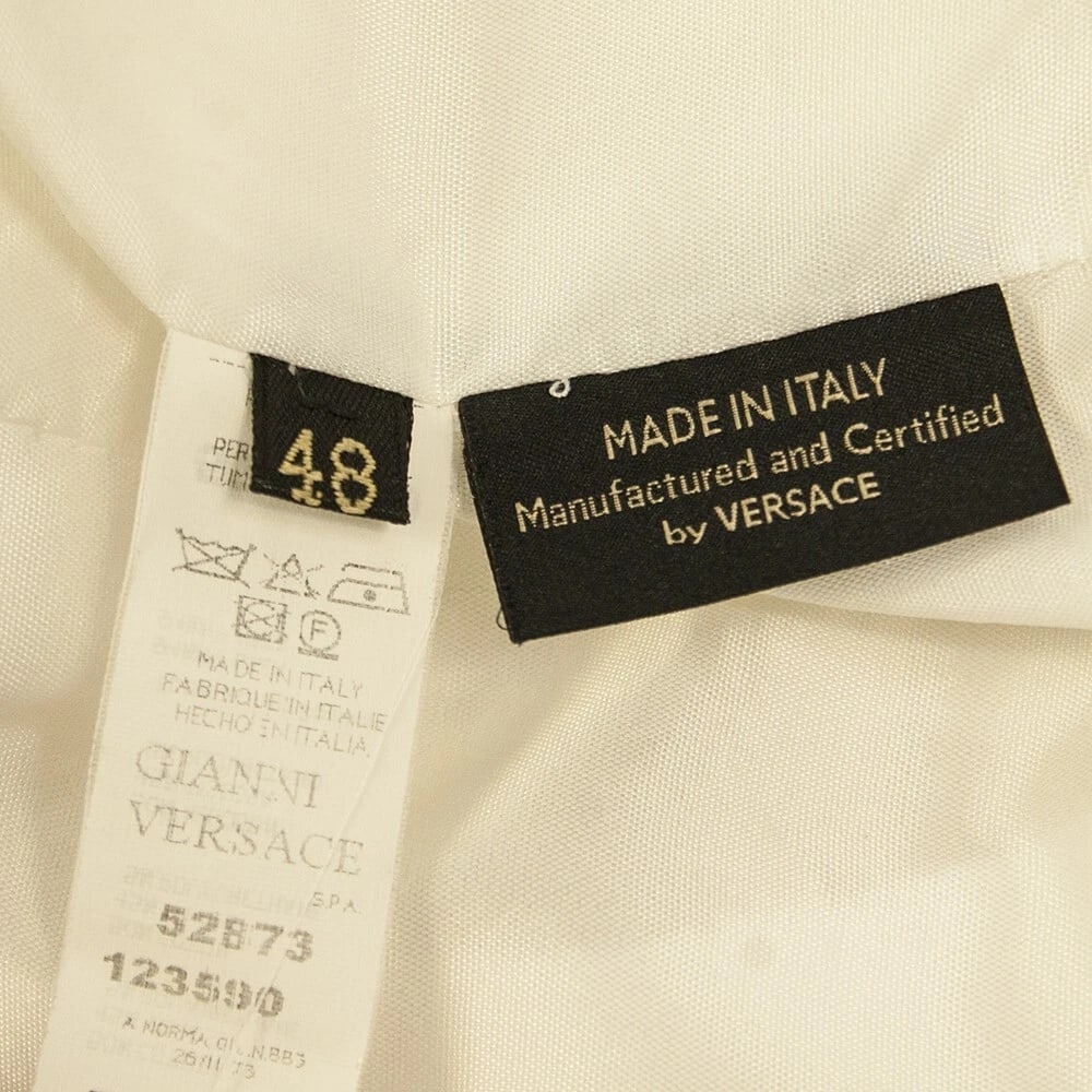 Versace White Cotton Blend Lace Trimming Collarless Hook & Eye Front Coat sz 48 - 4