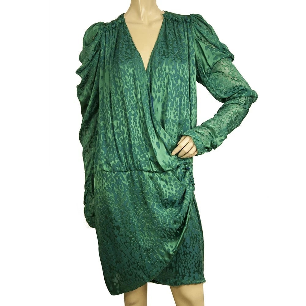 Pinko Turquoise Blue Draped Devore Silk Long Sleeves Mini Dress size 44: Title:Pinko Turquoise Blue Draped Devore Silk Long Sleeves Mini Dress size 44 Description:Pinko Turquoise Blue Draped Devore Silk Long Sleeves Mini Dress size 44 This magnificent dress by Pinko has