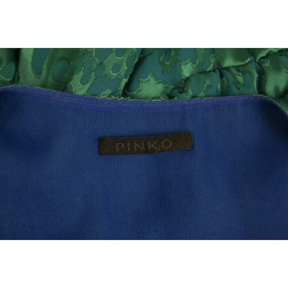 Pinko Turquoise Blue Draped Devore Silk Long Sleeves Mini Dress size 44 - 3