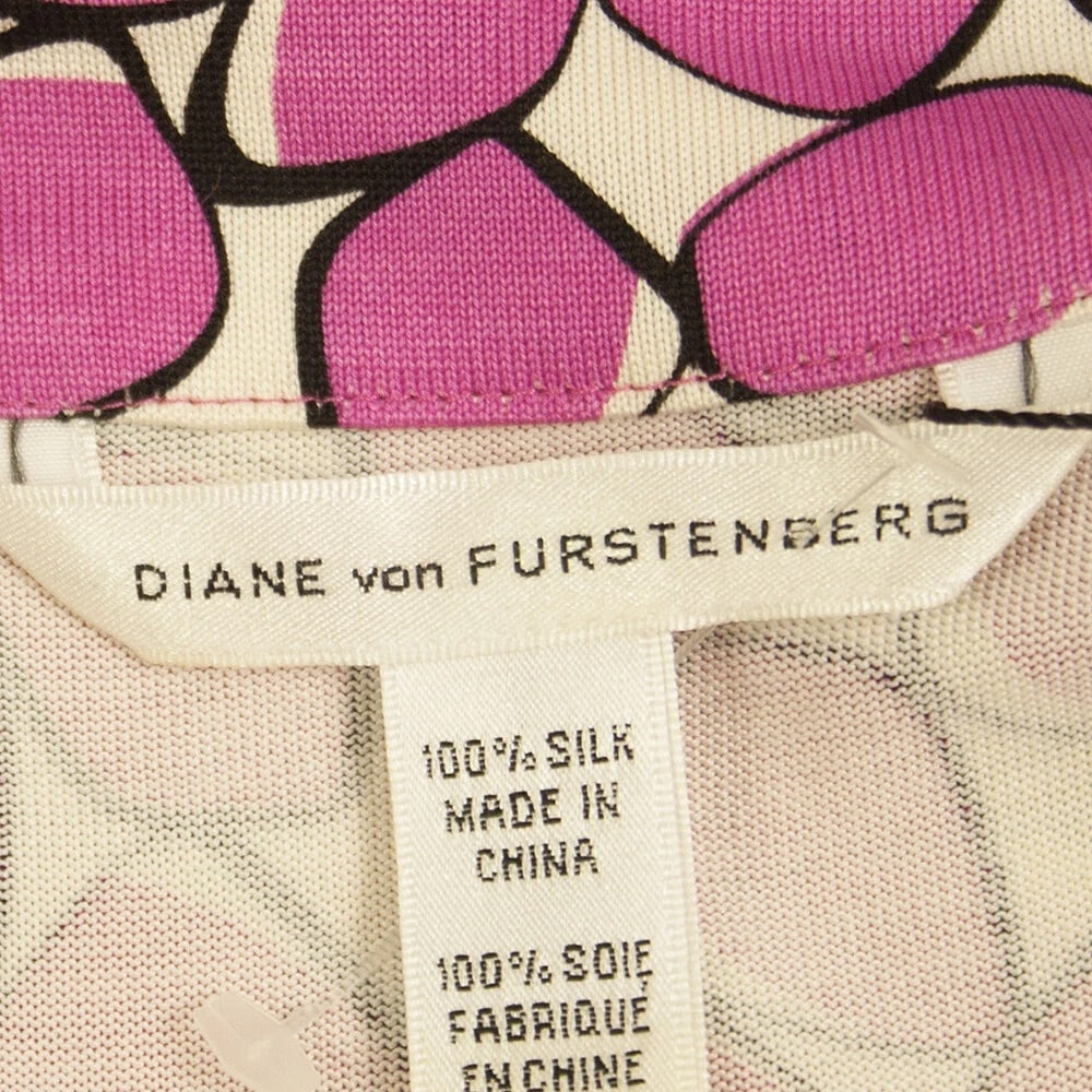 DVF Diane Von Fustenberg Taran Silk Fuchsia White Sleeveless Mini Dress size 4 - 3