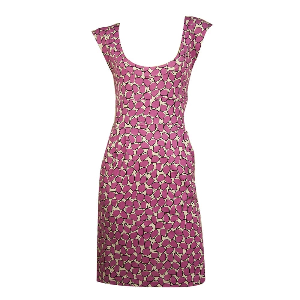 DVF Diane Von Fustenberg Taran Silk Fuchsia White Sleeveless Mini Dress size 4 - 6