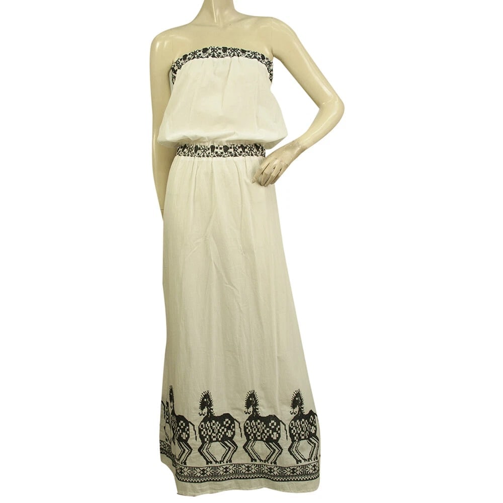 Milla White & Black Grecian Horse Strapless Summer Maxi Long Dress Size M / L: Title:Milla White & Black Grecian Horse Strapless Summer Maxi Long Dress Size M / L Description:Milla White & Black Grecian Horse Strapless Summer Maxi Long Dress Size M / L Heading on vacation?