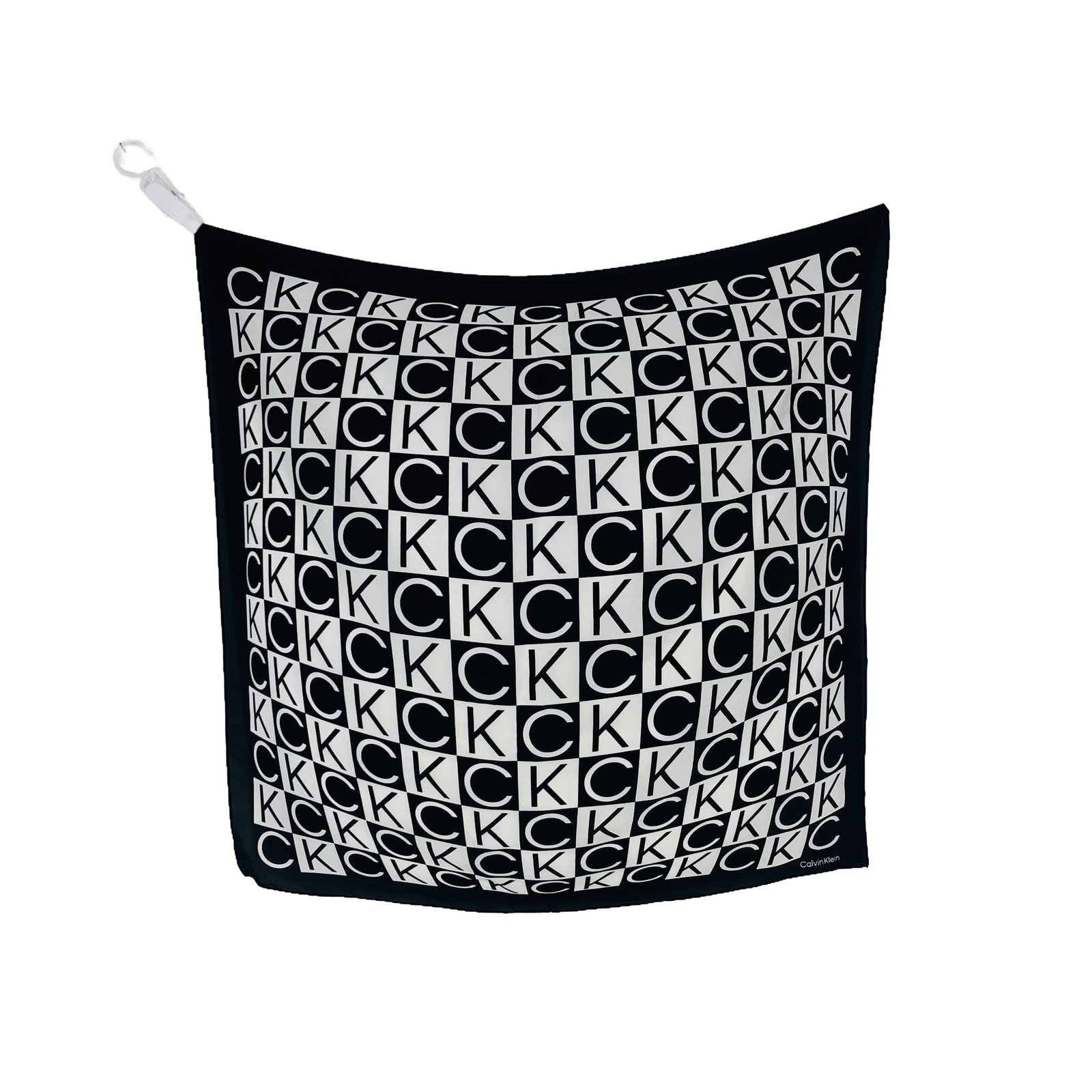 Calvin Klein White & Black Monogram 100% Silk Scarf: Title: Calvin Klein White & Black Monogram 100% Silk Scarf Brand:Calvin Klein Date/Period: Modern Materials:100% Silk Size:One Size Description:Calvin Klein White & Black Monogram 100% Silk Scarf