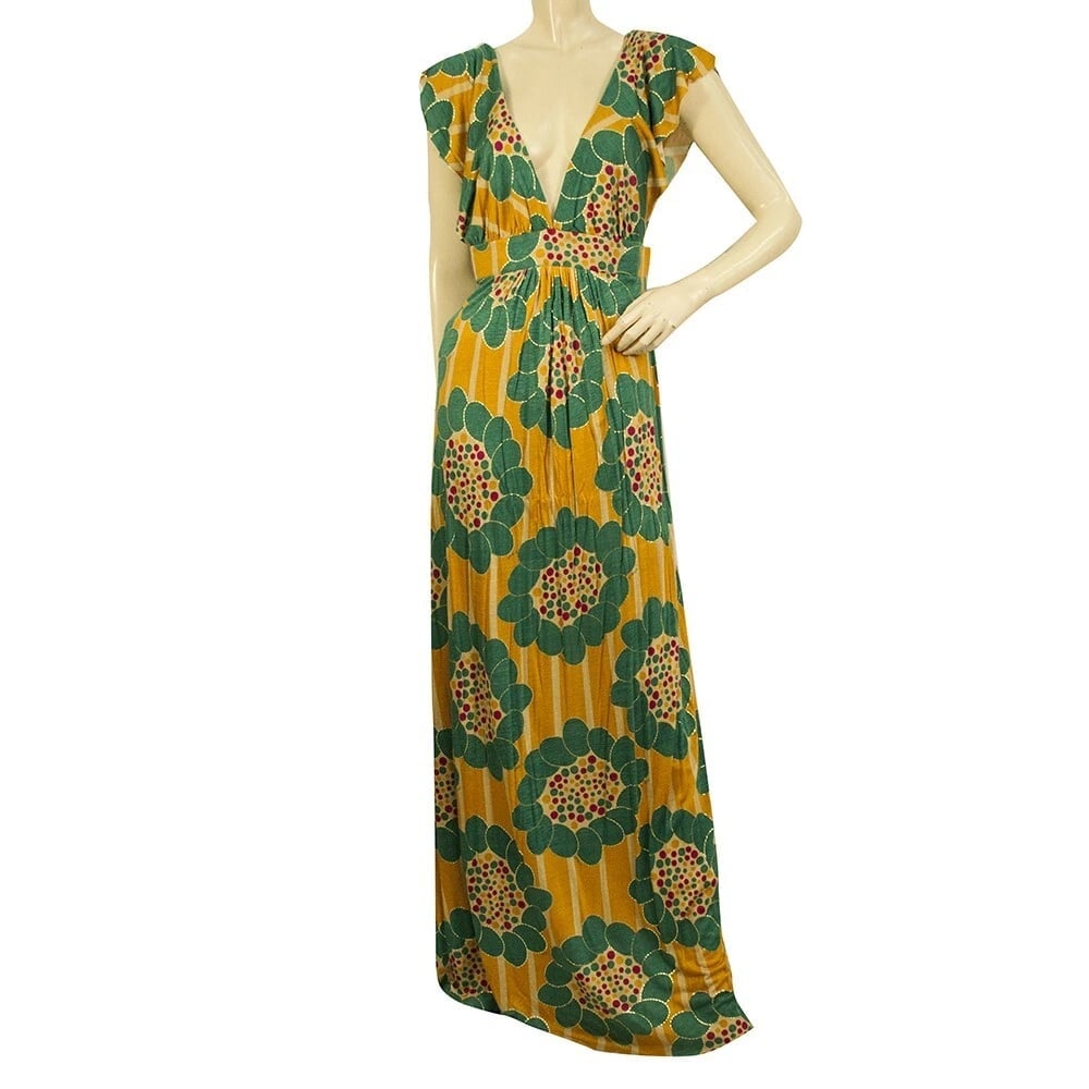 T - Bags Los Angeles Floral Yellow Teal Jersey Open Back Maxi Dress size M: Title:T - Bags Los Angeles Floral Yellow Teal Jersey Open Back Maxi Dress size M Description:T - Bags Los Angeles Fuchsia with Beaded Bib Racer Back Maxi Dress T - Bags Los Angeles Floral Yellow Teal 