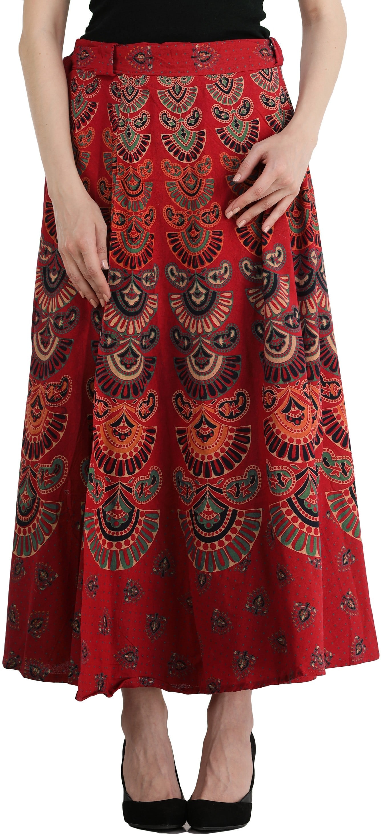 Block-Printed Sanganeri Wrap-Around Skirt from Pilkhuwa: Title:Block-Printed Sanganeri Wrap-Around Skirt from Pilkhuwa Description:This lovely block-printed skirt from the Pilkhuwa region of Uttar Pradesh comes in solid pastels that set off the peculiar