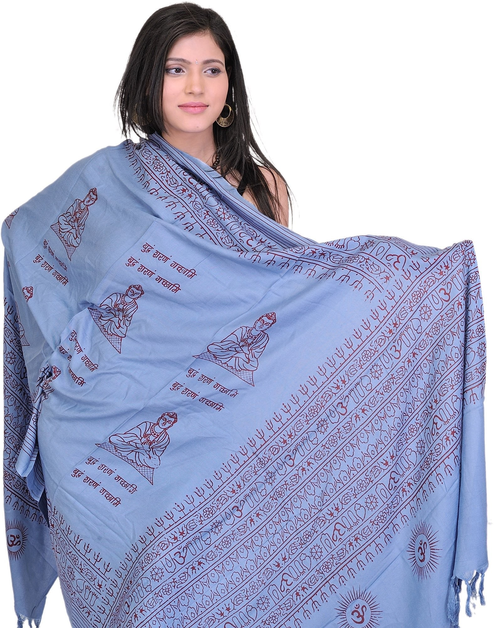 Prayer Shawl of Gautam Buddha | Religious Clothes & Accessories: Title:Prayer Shawl of Gautam Buddha | Religious Clothes & Accessories Description:Be wrapped in the sacred mantra to Buddha ?Buddham Sharanam Gacchami? (I take refuge in the Enlightened One), in this