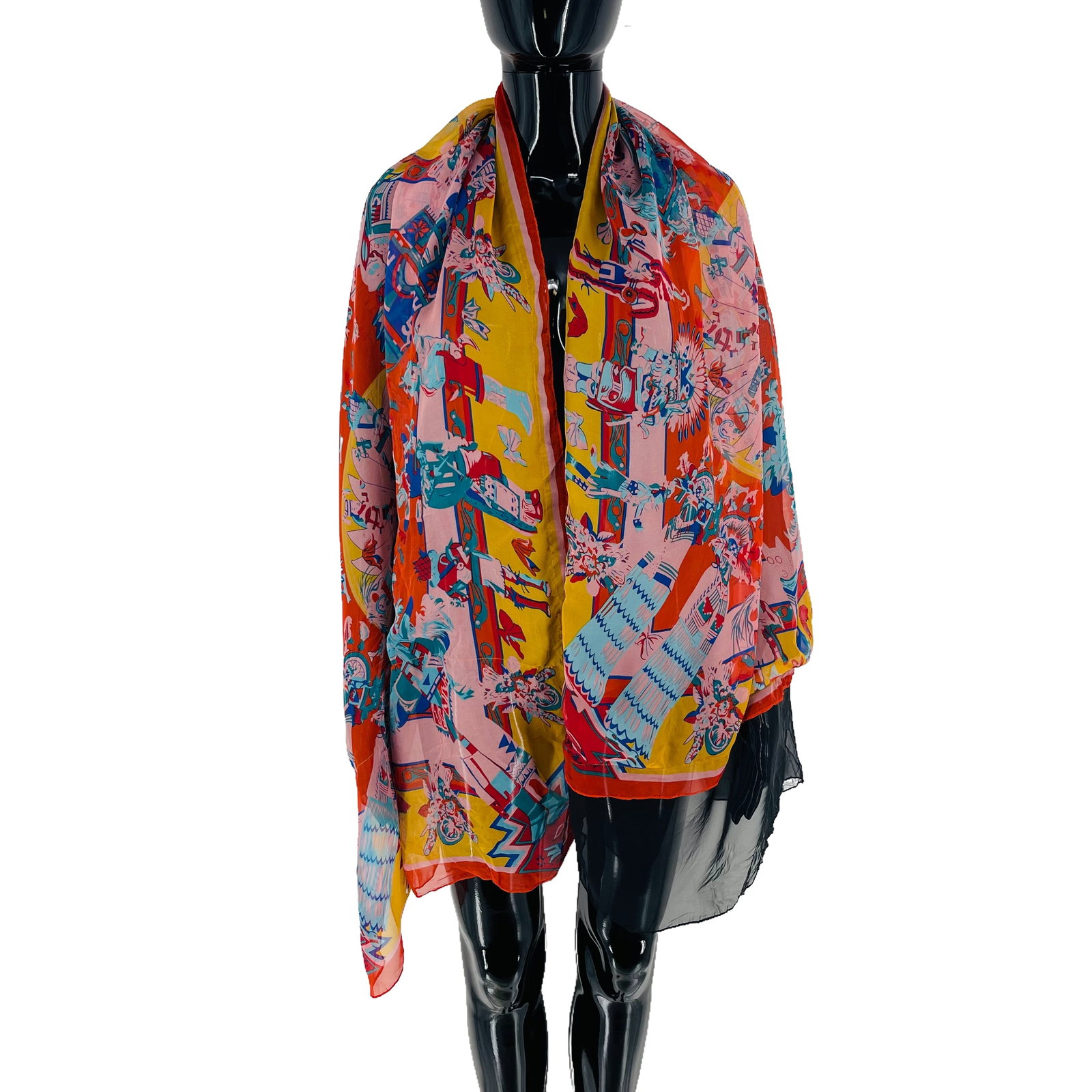 Hermes Red Printed 100% Silk Scarf (1 of 10)