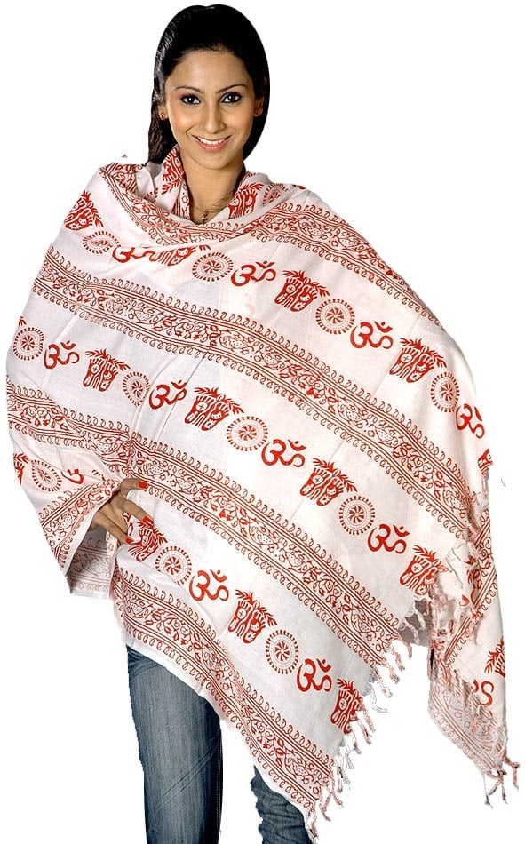 Pure Cotton Om Prayer Shawl | Hand Crafted Religious Clothes: Title:Pure Cotton Om Prayer Shawl | Hand Crafted Religious Clothes Description:This shawl with the ?Om? symbol is a heavenly tapestry of peace, whispering ancient wisdom in pure cotton strands. It is