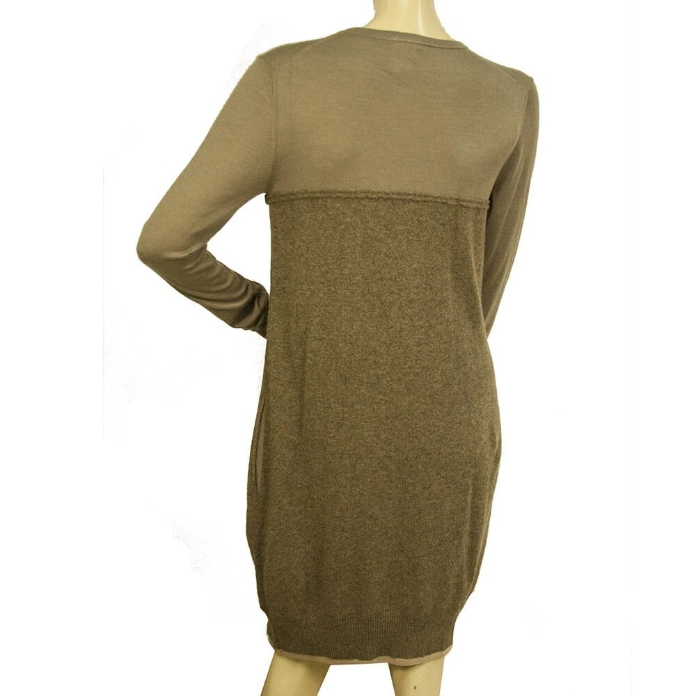 Chloe Brown Cashmere Silk Long Sleeve Knee Length Knit Dress size S - 2