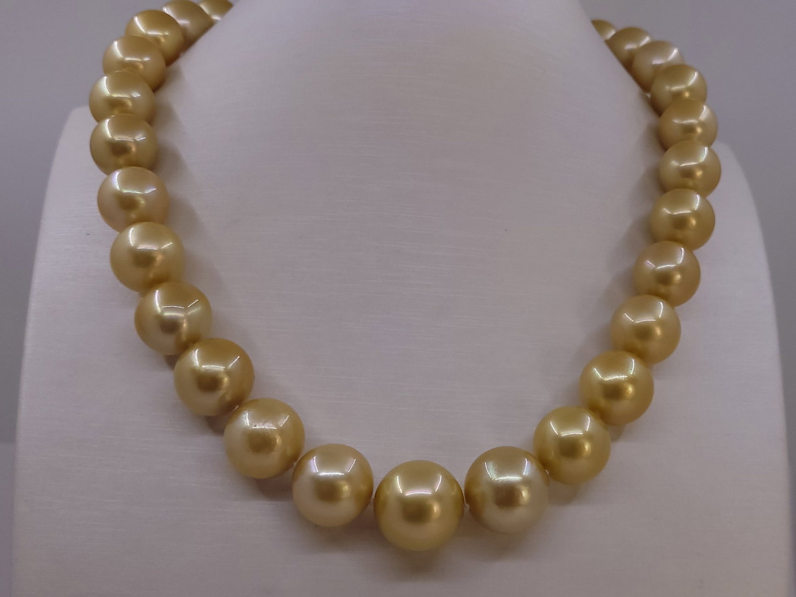 Necklace PSL Certified Australian Deep Golden South Sea Pearls - Huge Size - 12.0x15.5mm - 2