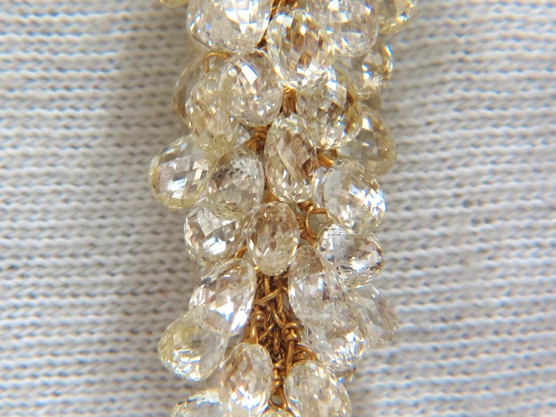 50.15ct Natural Fancy color briolette diamond dangle earrings 18kt grapevine** - 7