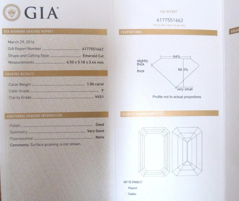 GIA Certified 1.46ct Emerald Cut Diamonds ring 18kt F/VVs-1 Coil *v - 7