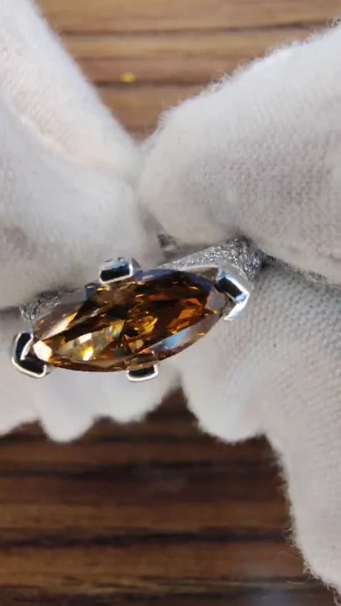 GIA certified 1.46ct Fancy Dark Yellow Brown Diamond Ring Platinum *v - 2