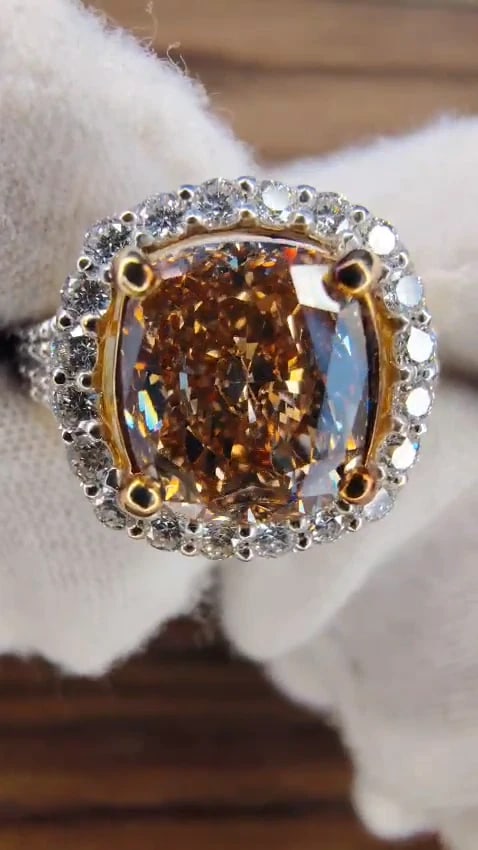 GIA certified 2.23ct Fancy Brown Yellow Diamond ring Halo Cluster 18kt 10677 *v - 2