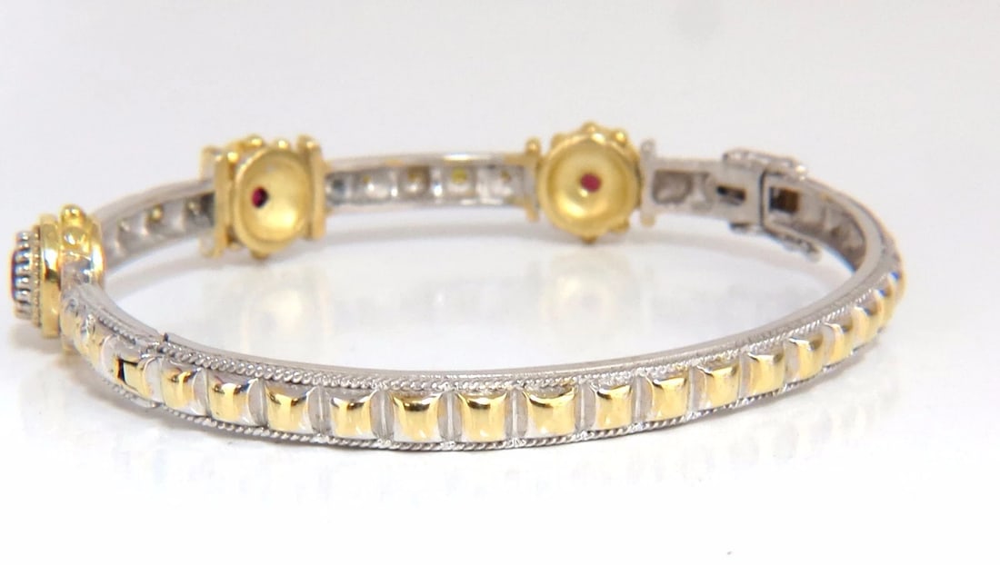 2.23 Natural Ruby Yellow Diamond Bangle Bracelet 14kt Spanish / Gothic Deco** - 4