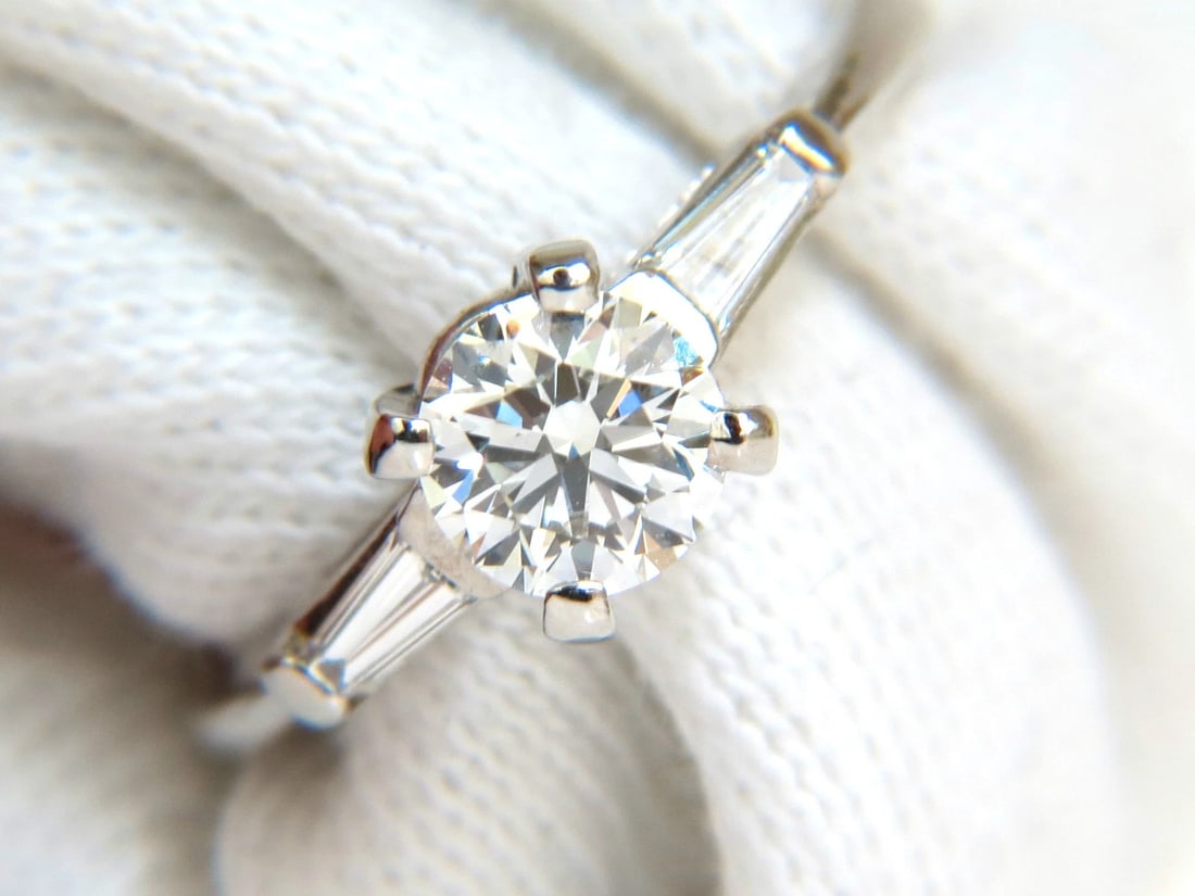 GIA .74CT IDEAL CUT G/VS2 ROUND BRILLIANT NATURAL DIAMOND RING PLATINUM** - 4
