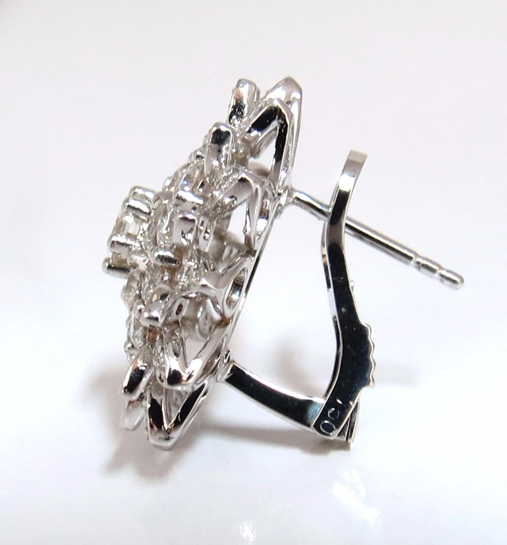 4.26ct round natural diamond cluster starburst clip earrings 18kt g.vs** - 2