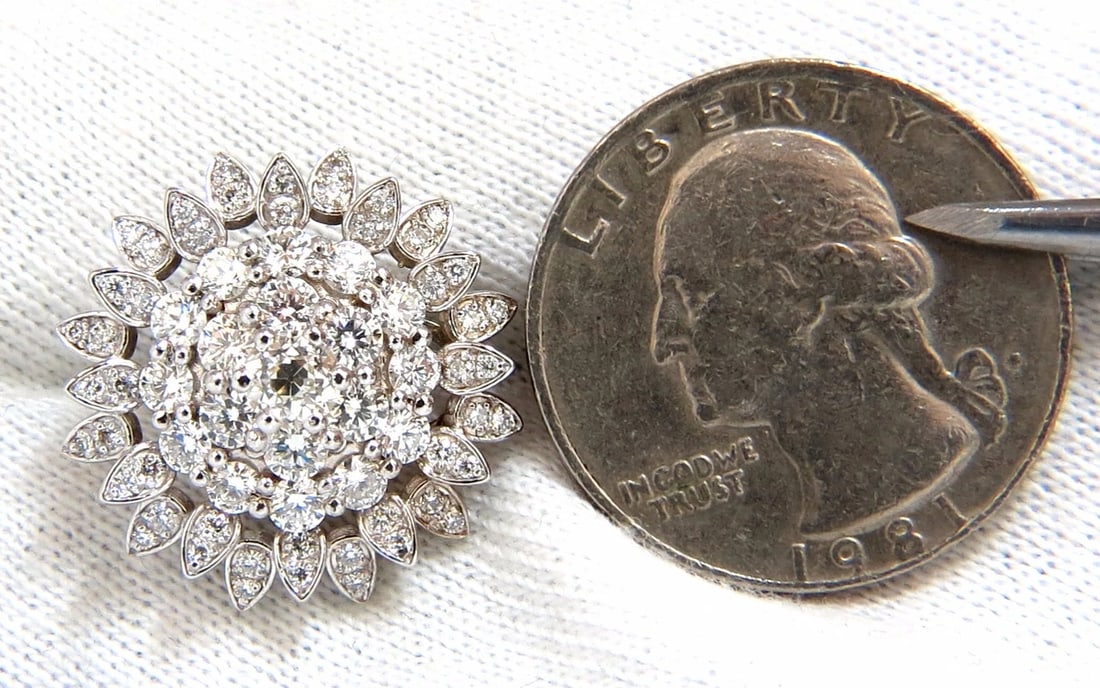 4.26ct round natural diamond cluster starburst clip earrings 18kt g.vs** - 4