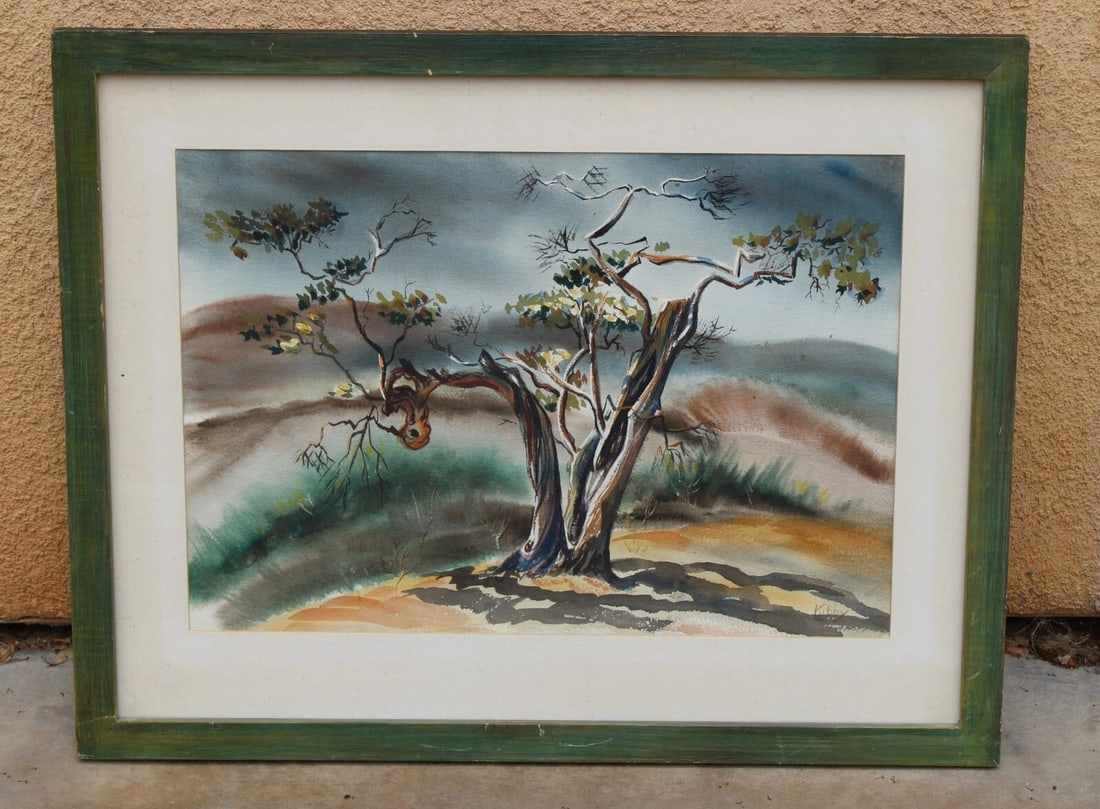 KIBBY LINAWEAVER California watercolor Tree in a Landscape - 3