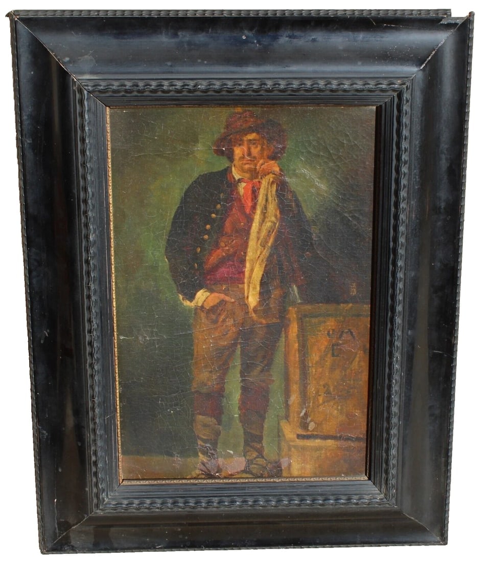 Alois Josef Benedicter (Attributed to) Standing Journeyman in a Hat oil As Is - 2