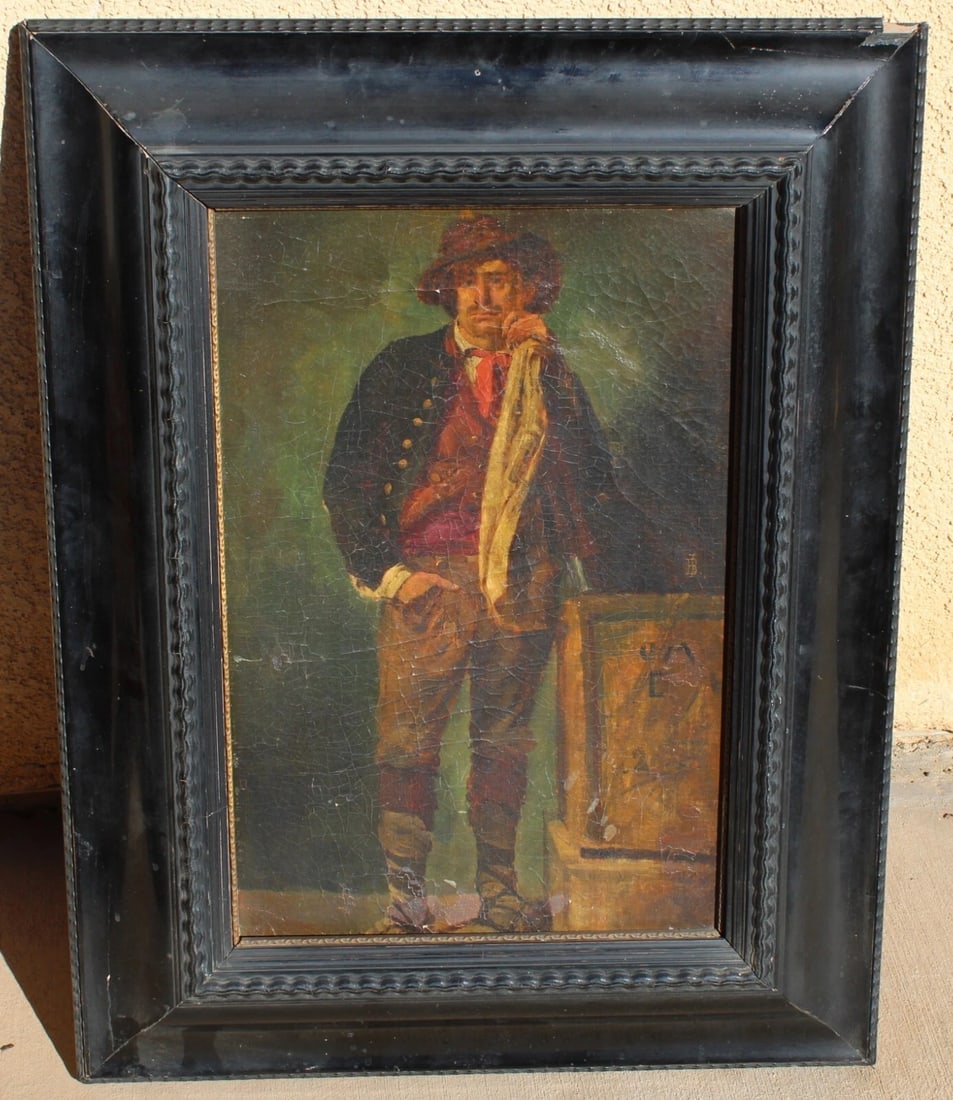 Alois Josef Benedicter (Attributed to) Standing Journeyman in a Hat oil As Is - 3