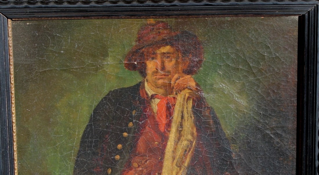 Alois Josef Benedicter (Attributed to) Standing Journeyman in a Hat oil As Is - 4