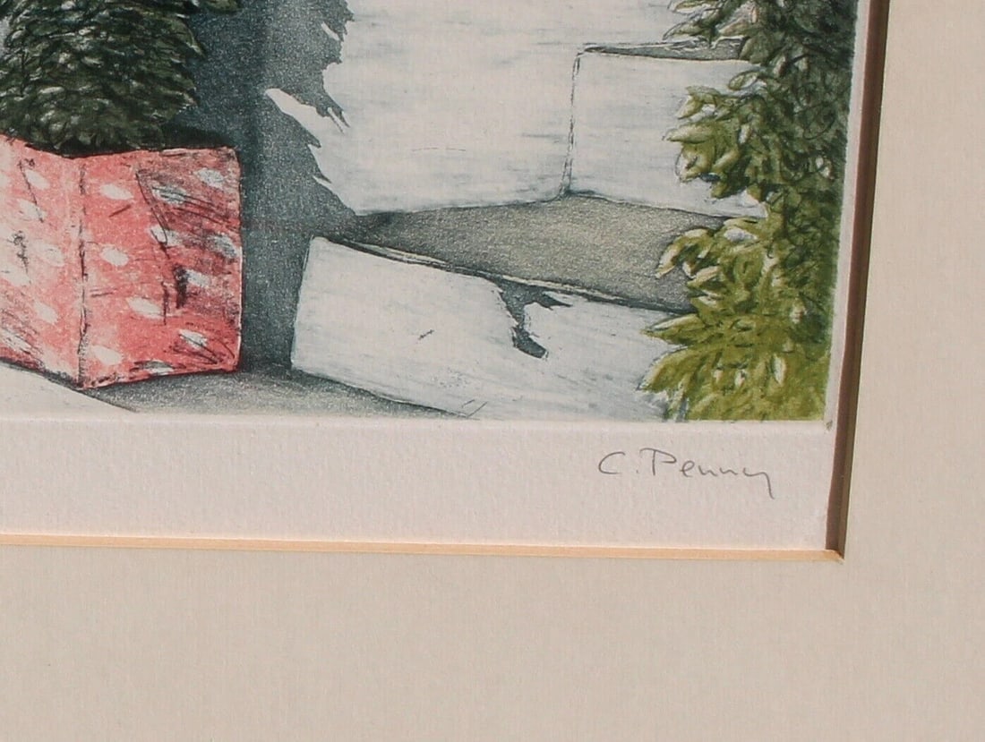 CARLTON PENNY "Steps" Staircase with Potted Plants Lithograph C/N 27/200 - 5