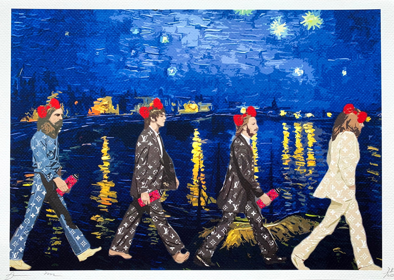 Death NYC Beatles Van Gogh 2: Title: Death NYC Beatles Van Gogh 2 Date/Period: 21st Century Materials:Giclee on Fine art 300 gsm paper Size:17 3/4 x 12 1/2 inches Description:Artist: Death NYC, limited edition giclee on paper, out