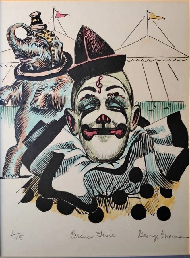 GEORGE CRIONAS Vintage Signed Numbered Titled COA LITHOGRAPH Clown - 4