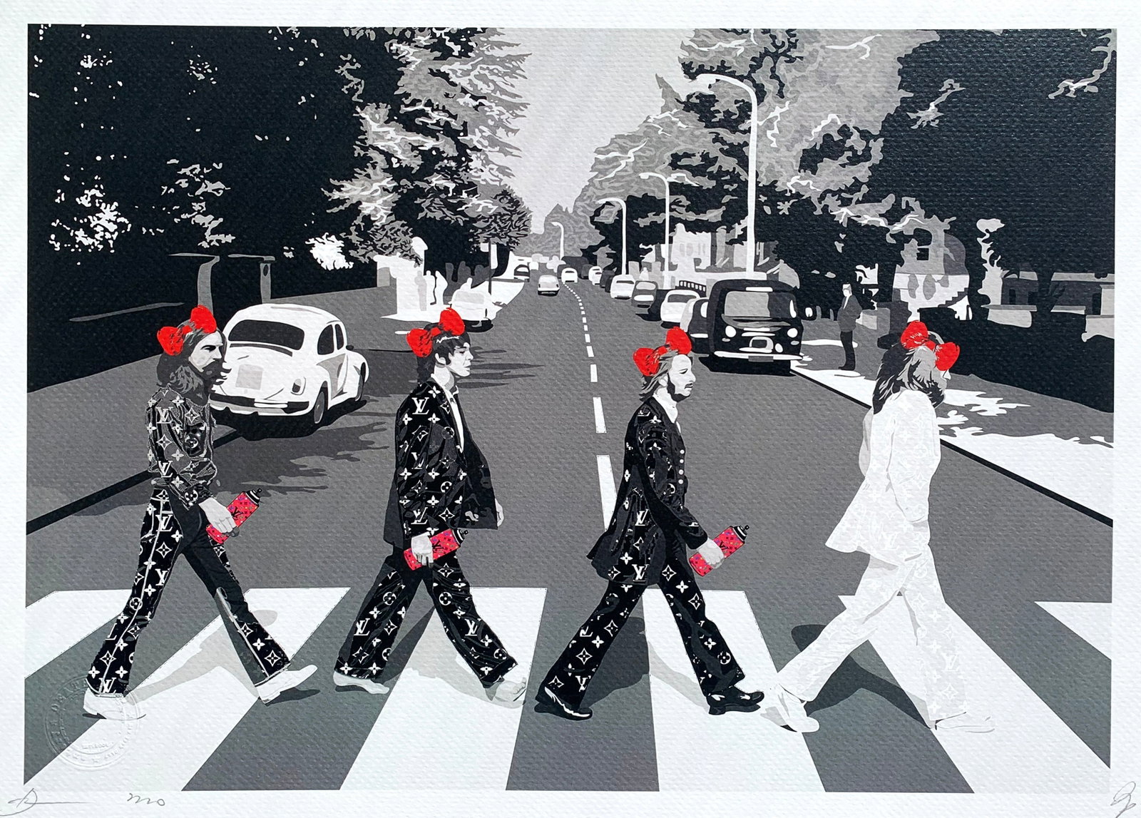 Death NYC Beatles LV: Title: Death NYC Beatles LV Date/Period: 21st Century Materials:Giclee on Fine art 300 gsm paper Size:17 3/4 x 12 1/2 inches Description:Artist: Death NYC, limited edition giclee on paper, out of