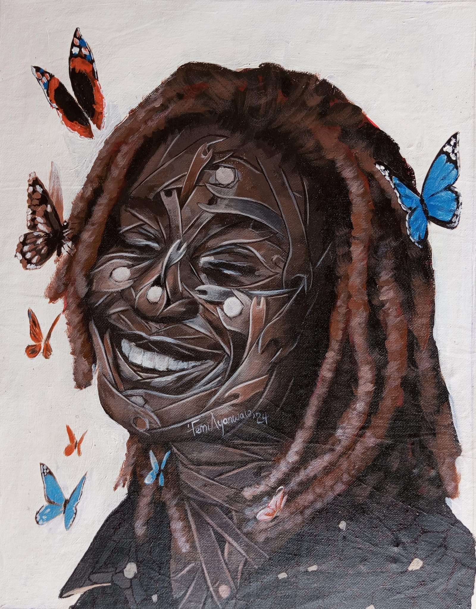 Ayanwale Joseph Oluwafemi, Duduyemi 1, 2024: Creator: Ayanwale Joseph Oluwafemi (1999, Nigerian) Creation Year: 2024 Dimensions: Height: 18 in (45.72 cm)Width: 14 in (35.56 cm)Depth: 1 in (2.54 cm) Medium: Canvas,Acrylic Movement & Style: Contem