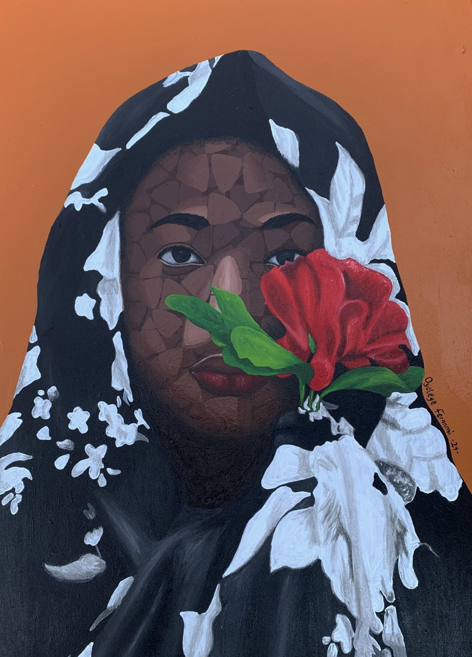 Oyeleye Feranmi, Love Must Reciprocate, 2024: Creator: Oyeleye Feranmi (2000, Nigerian) Creation Year: 2024 Dimensions: Height: 36 in (91.44 cm)Width: 24 in (60.96 cm)Depth: 1 in (2.54 cm) Medium: Canvas,Acrylic Movement & Style: Contemporary Per