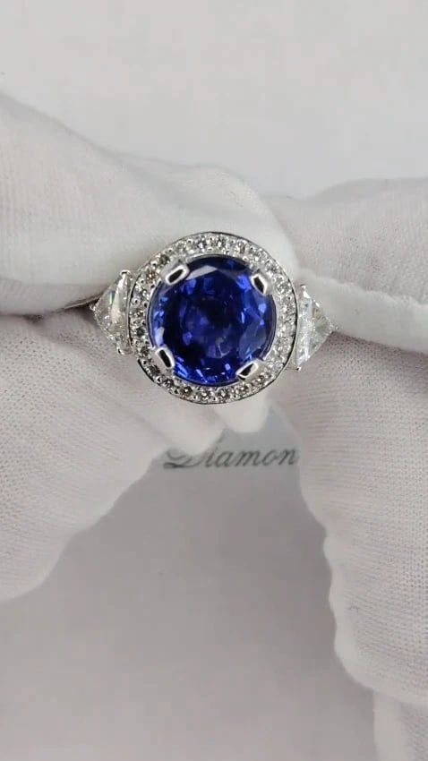 GIA Certified 7.10ct Natural No Heat Sapphire Diamond Ring Unheated 18kt *v - 2