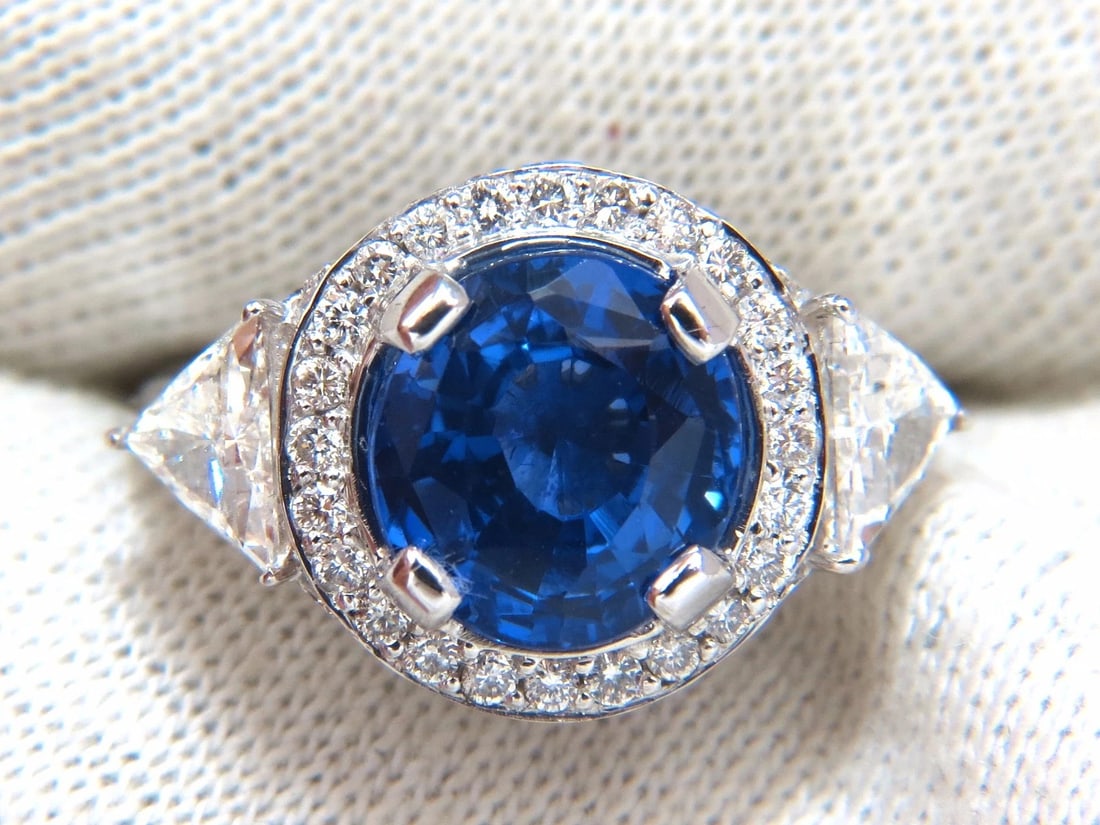 GIA Certified 7.10ct Natural No Heat Sapphire Diamond Ring Unheated 18kt *v - 8
