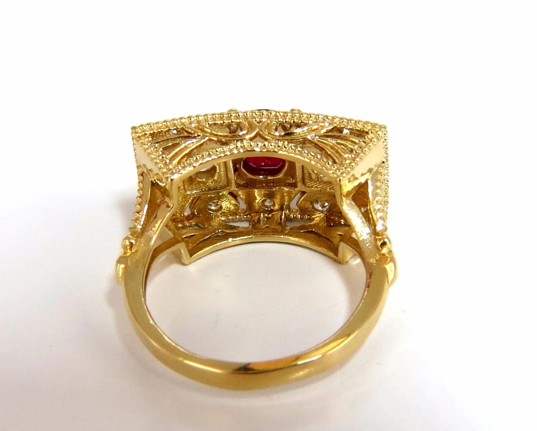 GIA 2.31CT NATURAL CUSHION VIVID RED RUBY DIAMONDS BYZANTINE RING 18KT GOLD*v - 6