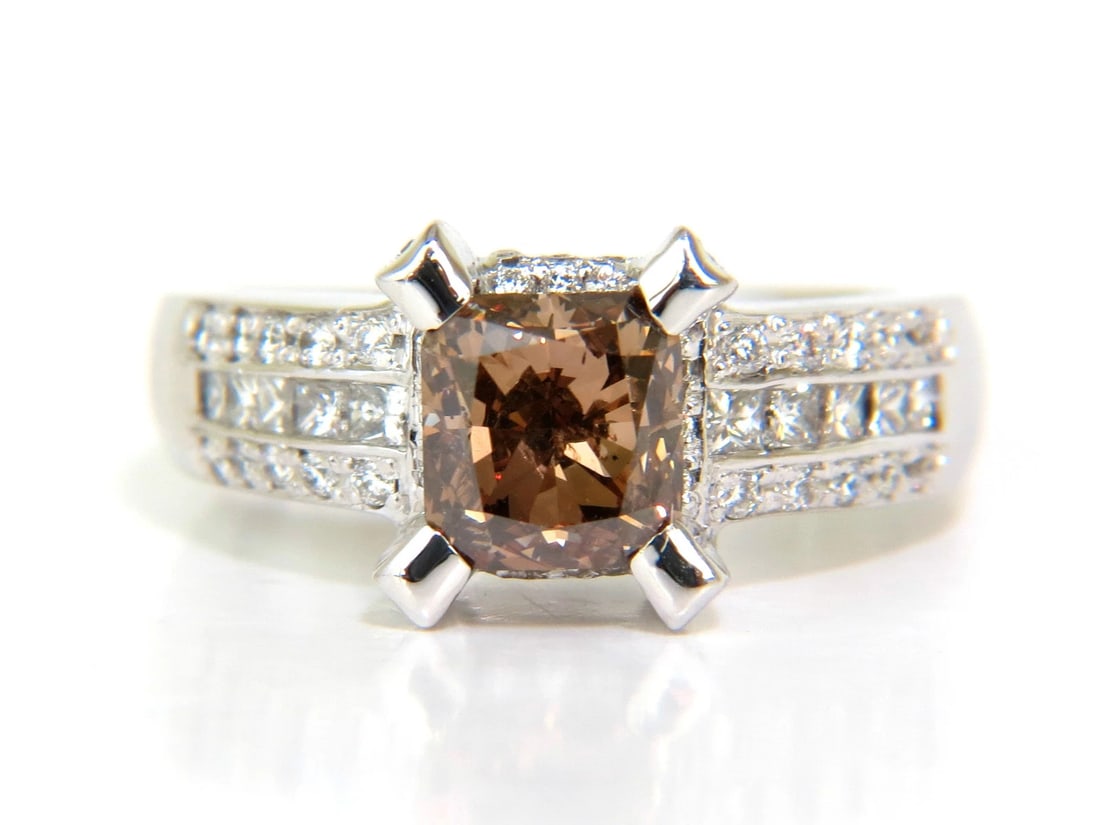 GIA CERTIFIED 2.76CT NATURAL FANCY ORANGE BROWN DIAMOND RING G/VS 14KT *v - 7