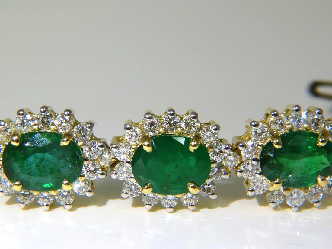 22.50CT NATURAL EMERALDS DIAMONDS BRACELET 18KT G/VS ZAMBIAN VIVID** - 3