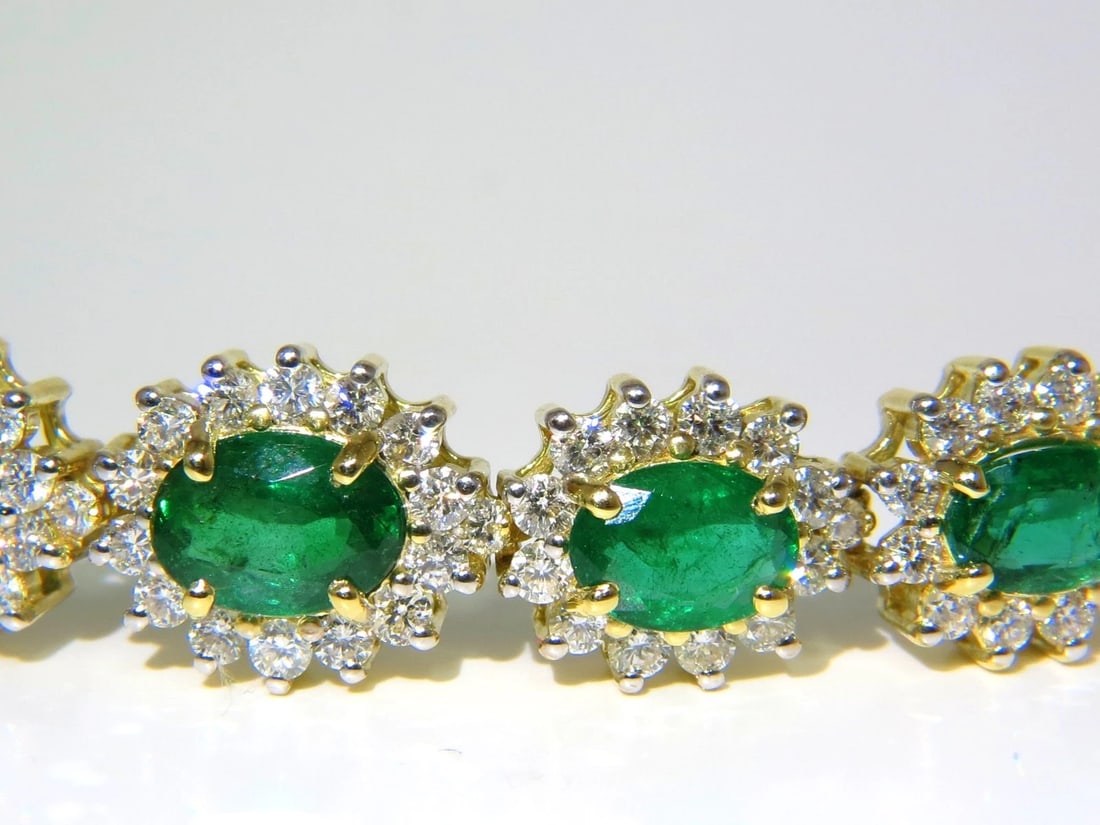 22.50CT NATURAL EMERALDS DIAMONDS BRACELET 18KT G/VS ZAMBIAN VIVID** - 4