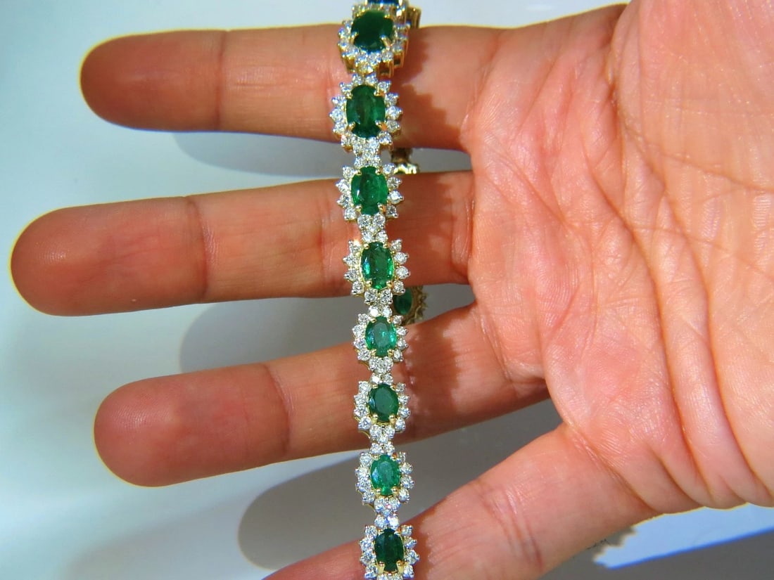 22.50CT NATURAL EMERALDS DIAMONDS BRACELET 18KT G/VS ZAMBIAN VIVID** - 6