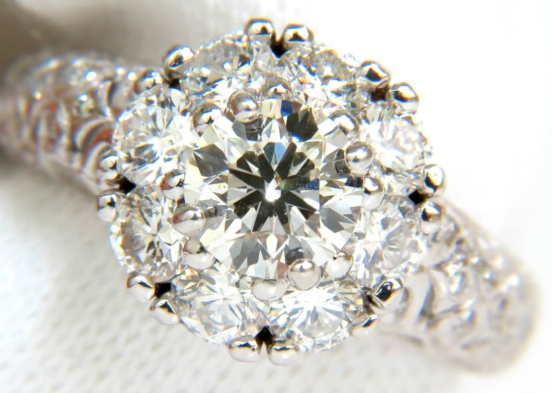 3D GILT 2.06CT CLUSTER NATURAL DIAMOND RING GOLD 14KT VS** (1 of 8)