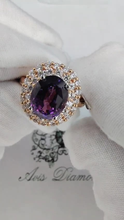 GIA Certified 6.41ct Natural Vivid purple sapphire diamonds ring *v - 2