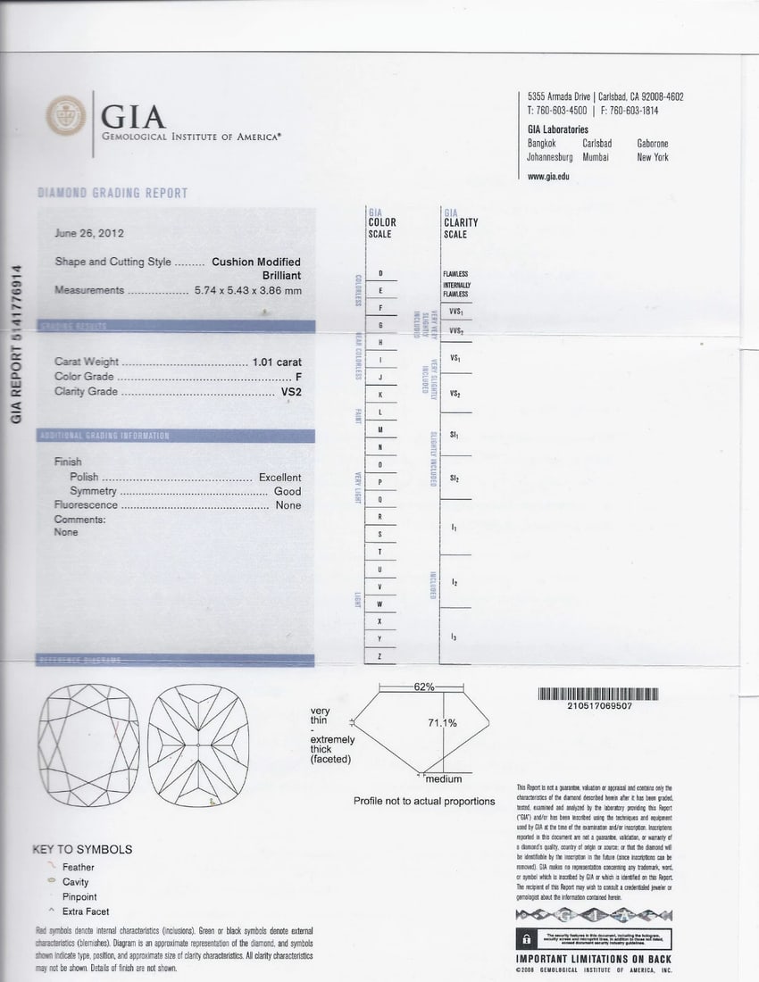 GIA 2.41CT F/VS CUSHION BRILLIANT NATURAL DIAMOND BAGUETTE PLATINUM RING** - 10