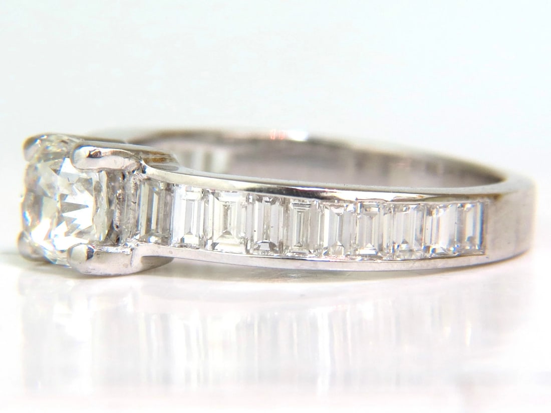 GIA 2.41CT F/VS CUSHION BRILLIANT NATURAL DIAMOND BAGUETTE PLATINUM RING** - 5