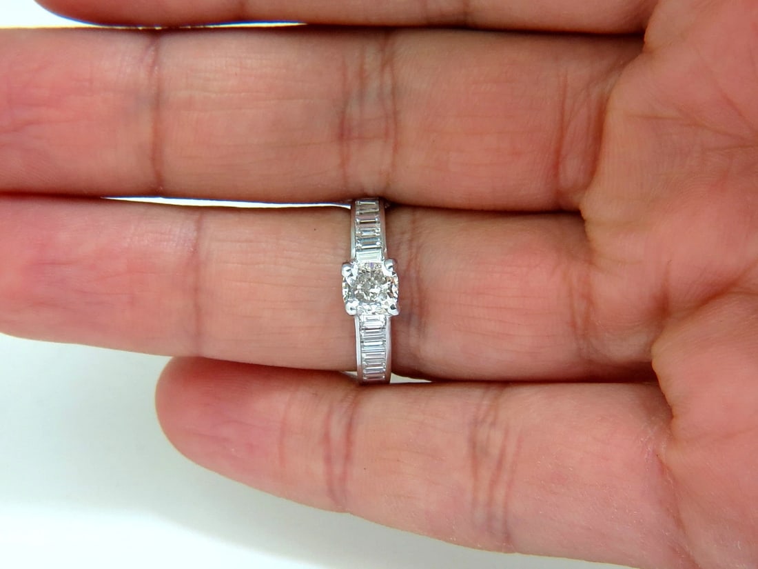 GIA 2.41CT F/VS CUSHION BRILLIANT NATURAL DIAMOND BAGUETTE PLATINUM RING** - 8