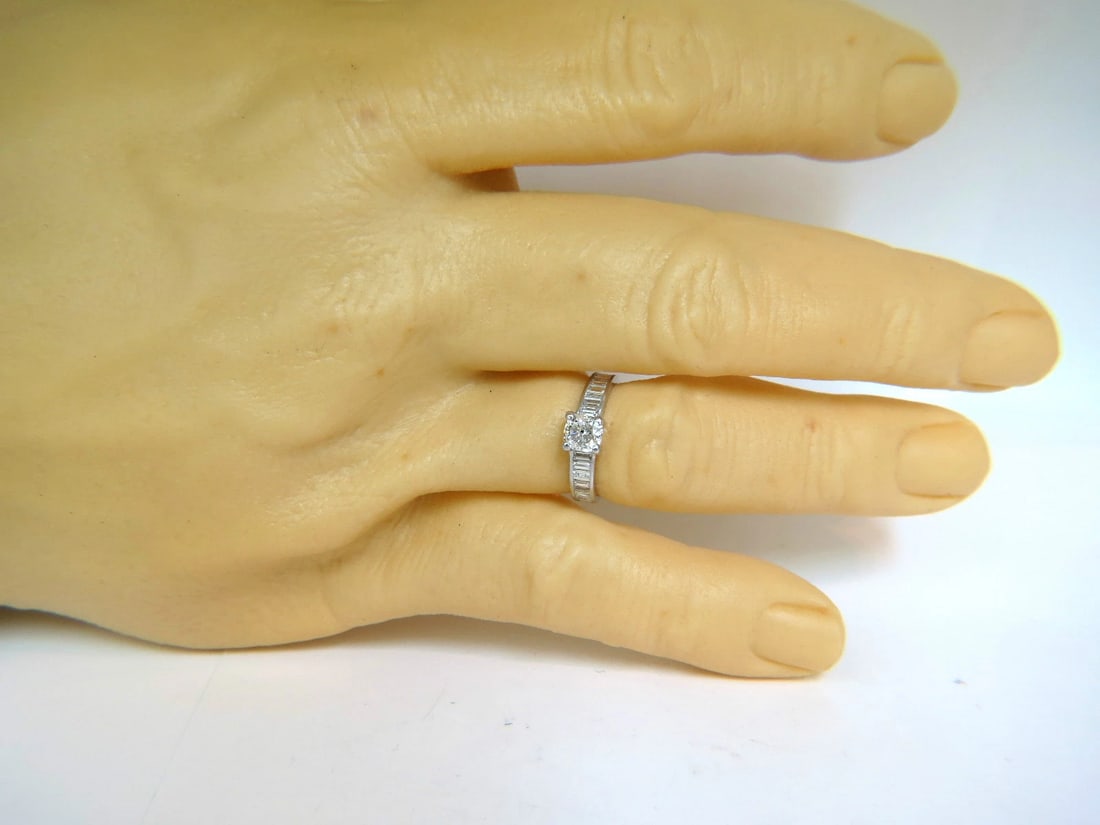 GIA 2.41CT F/VS CUSHION BRILLIANT NATURAL DIAMOND BAGUETTE PLATINUM RING** - 9