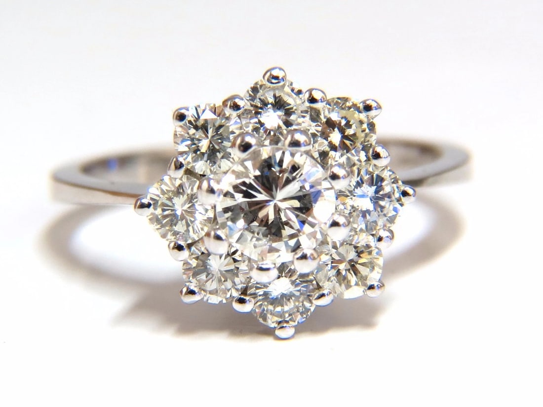 1.40ct natural diamonds raised cluster ring 14kt gold** - 2