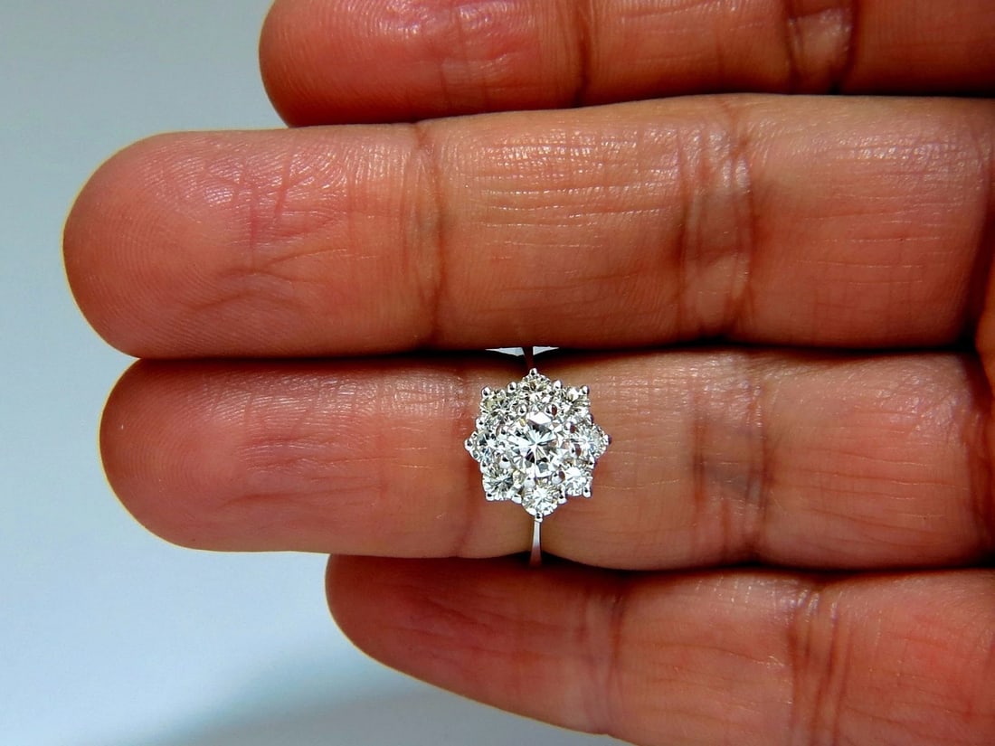 1.40ct natural diamonds raised cluster ring 14kt gold** - 5
